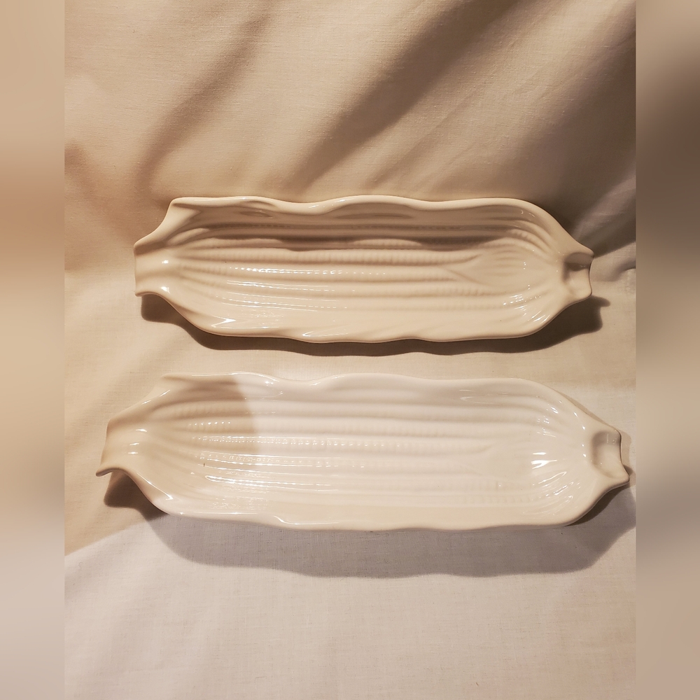 Corn On The Cob Cream Serveware Set Of 2 NWT